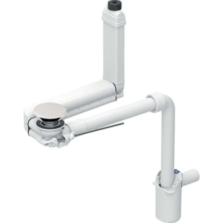 Picture of GEBERIT Washbasin drain space-saving model, narrow design, with lever operation and valve cover, horizontal outlet, for Geberit ONE washbasin vertical outlet #152.061.01.1 - white