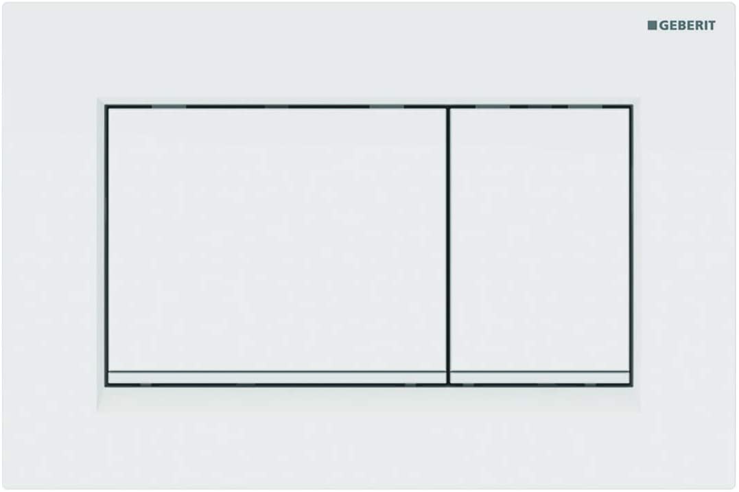 Obrázek GEBERIT Ovládací tlačítko Geberit Sigma30, pro 2 množství splachování Deska a ovládací tlačítka: bílá Designové proužky: bílé matné #115.883.11.1