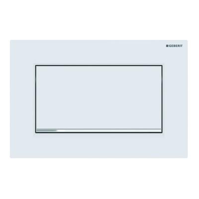 Picture of GEBERIT Sigma30 flush plate for stop-and-go flush, screwable Plate and button: white matt coated, easy-to-clean coated Design stripes: gloss chrome-plated #115.893.JT.1