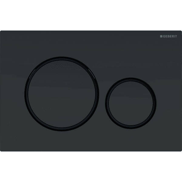 GEBERIT 2 kademeli deşarj için Geberit Sigma20 kumanda kapağı Kapak ve basma butonları: mat siyah, temizliği kolay kaplamalı Tasarım halkaları: siyah #115.882.16.1 resmi