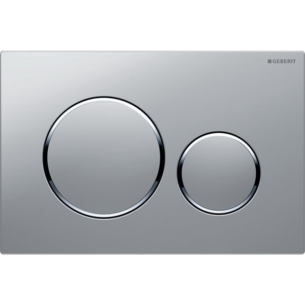 Picture of GEBERIT Sigma20 flush plate for dual flush Plate and buttons: matt chrome-coated, easy-to-clean coated Design rings: gloss chrome-plated #115.882.JQ.1