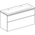 Bild von GEBERIT iCon Set Möbelwaschtisch schmaler Rand, mit Unterschrank, zwei Schubladen und Waschbeckenanschluss #502.338.JL.1 - Waschtisch: weiß Korpus und Front: sand-grau / lackiert hochglänzend Griff: sand-grau / pulverbeschichtet matt