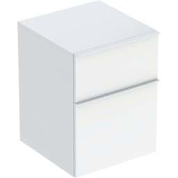 Bild von GEBERIT iCon Seitenschrank mit zwei Schubladen #502.315.01.1 - Korpus und Front: weiß / lackiert hochglänzend Griff: weiß / pulverbeschichtet matt