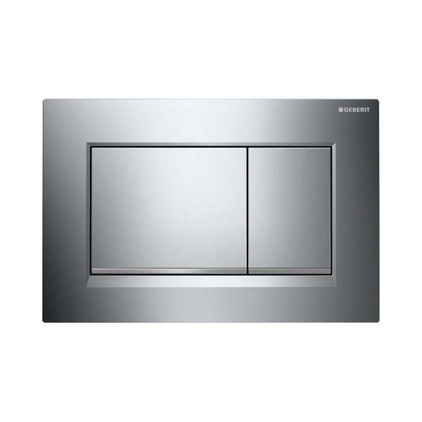 Picture of GEBERIT Sigma30 flush plate for dual flush Plate and buttons: gloss chrome-plated Design stripes: matt chrome-plated #115.883.KH.1