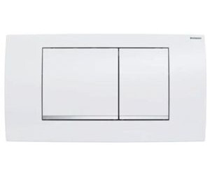 εικόνα του GEBERIT Twinline30 flush plate for dual flush Plate and buttons: white Design stripes: gloss chrome-plated #115.899.KJ.1