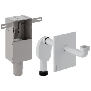 Picture of GEBERIT flush-mounted odour trap set for washbasin, horizontal outlet #151.121.00.1 - brushed stainless steel