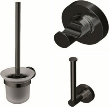 IDEAL STANDARD IOM toilet roll holder, robe hook & toilet brush bundle #A9246XG - Silk Black resmi