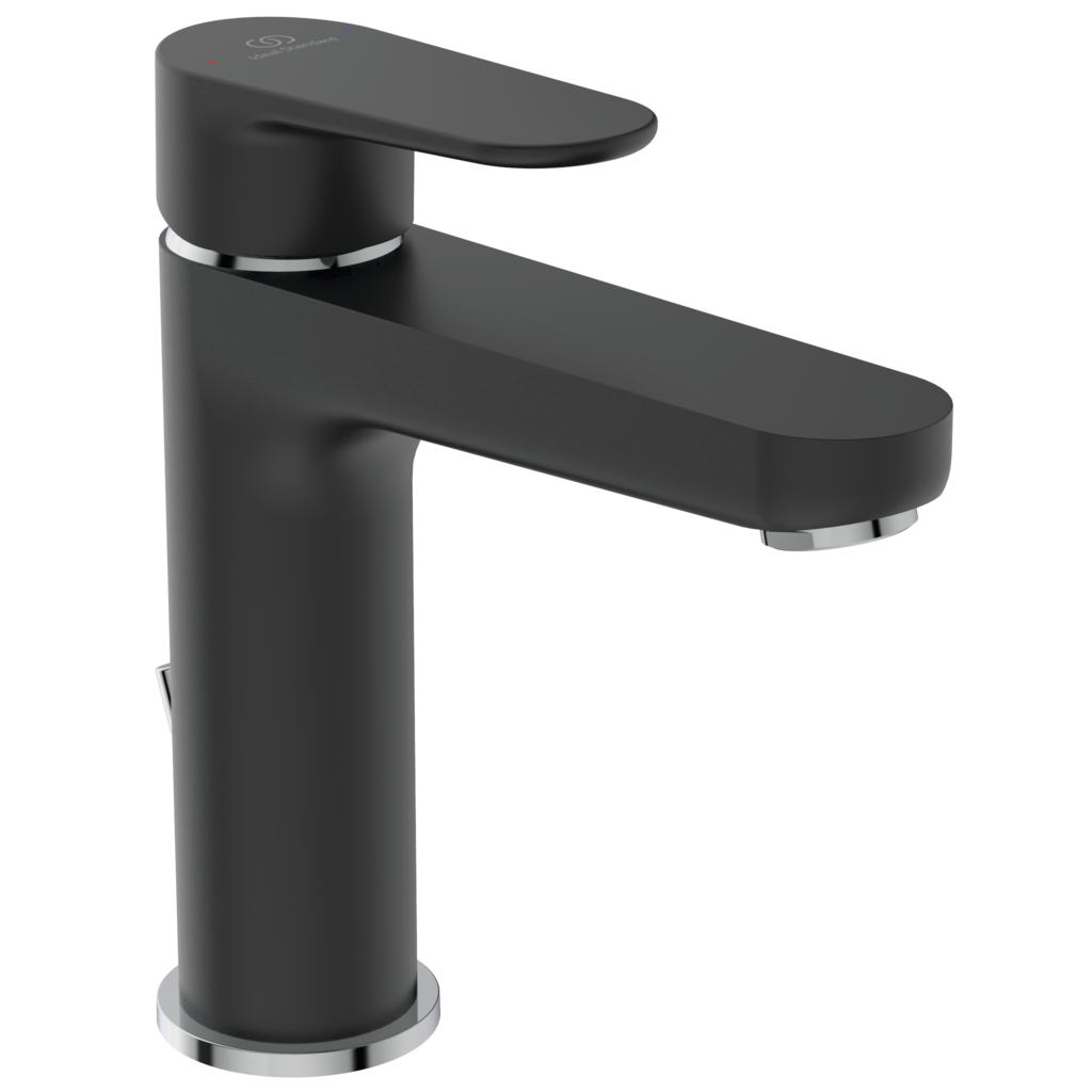 Picture of IDEAL STANDARD Cerafine O basin mixer H120 with waste set, projection 125mm BC699U4 black mat/ chrome