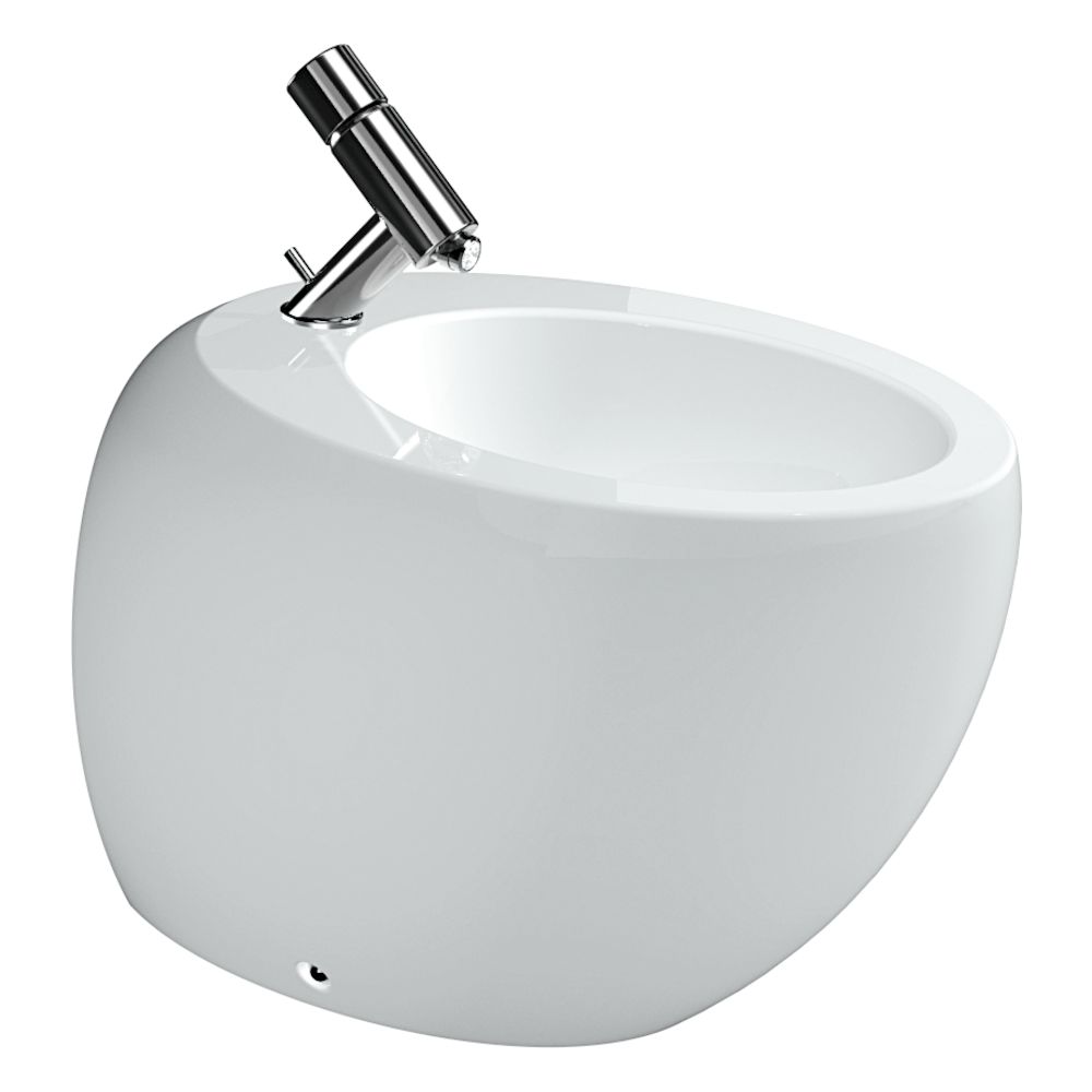 Picture of LAUFEN ILBAGNOALESSI Floorstanding bidet, with concealed overflow, incl. ceramic waste cover 585 x 390 x 415 mm _ 400 - White LCC (LAUFEN Clean Coat) #H8329714003041 - 400 - White LCC (LAUFEN Clean Coat)