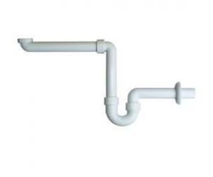 Picture of GEBERIT pipe bend odour trap for washbasins, space-saving model, horizontal outlet #151.107.11.1 - white-alpine