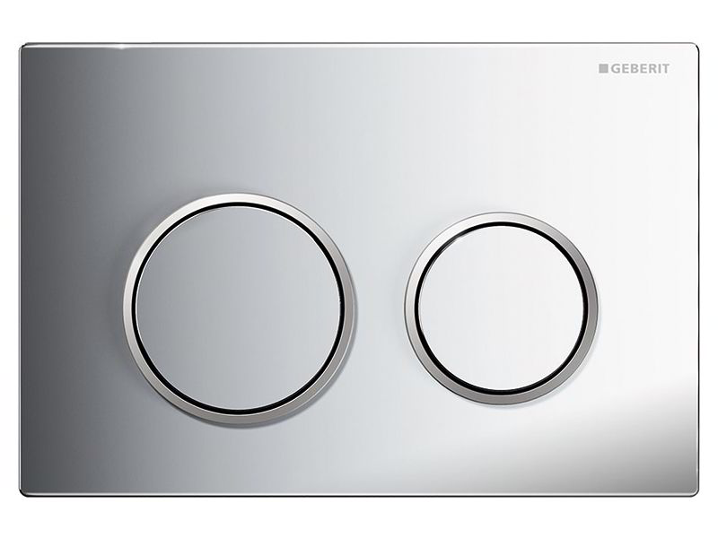 Picture of GEBERIT Omega20 flush plate for dual flush Plate and buttons: gloss chrome-plated Design rings: matt chrome-plated #115.085.KH.1