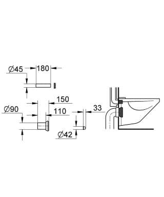 Picture of GROHE WC inlet and outlet connecting set black #37311K00