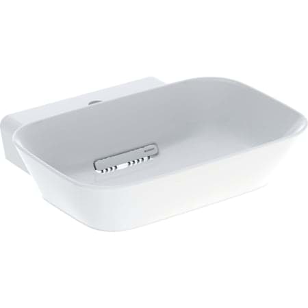 εικόνα του GEBERIT ONE lay-on washbasin, bowl shape, horizontal outlet Washbasin: white / KeraTect Cover: glossy white #505.050.00.1