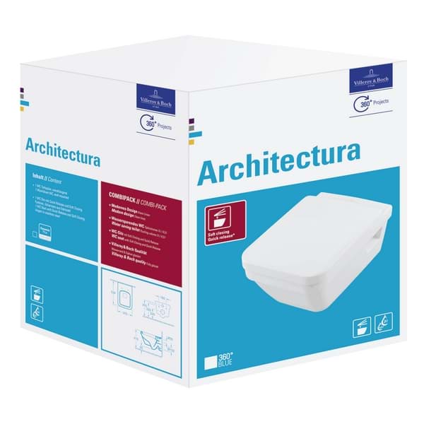 VILLEROY & BOCH ARCHITECTURA combi-pack WC wall-mounted 5685H1R1 - CeramicPlus resmi