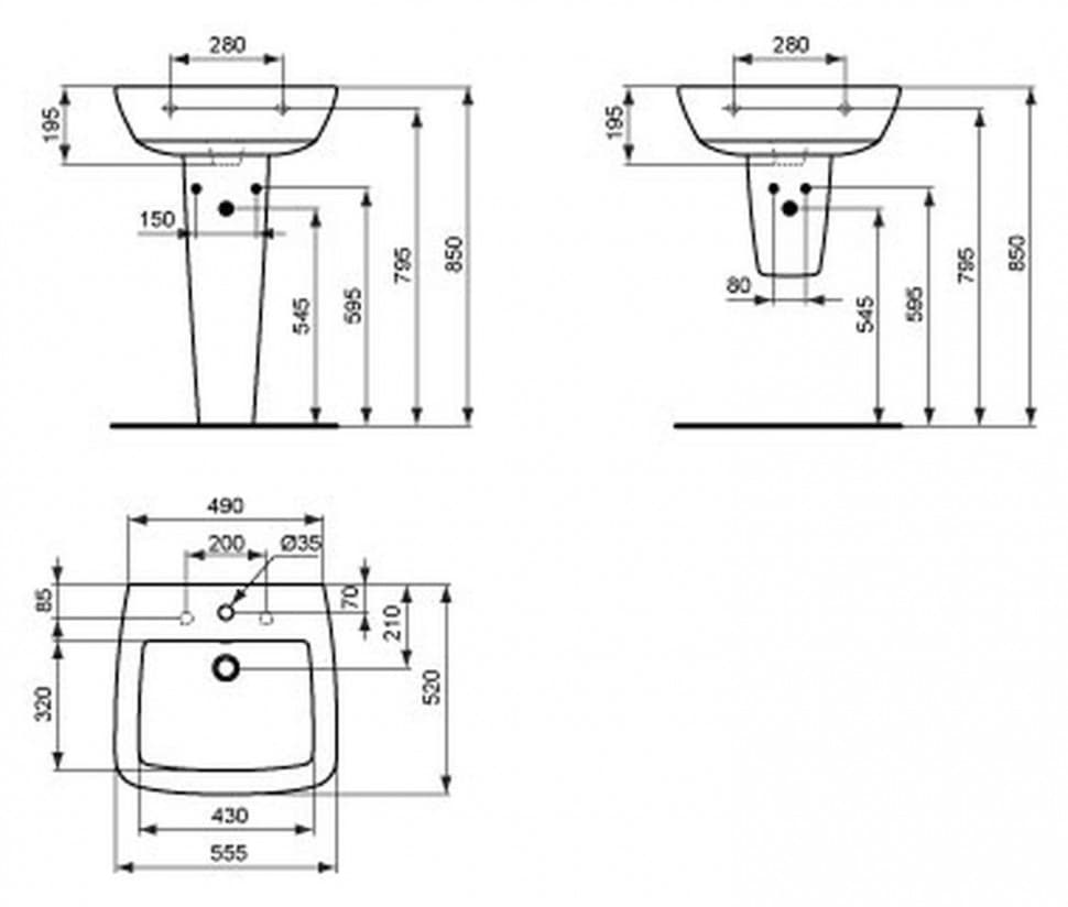Picture of IDEAL STANDARD Ventuno washbasin 55x52 cm T001301 white