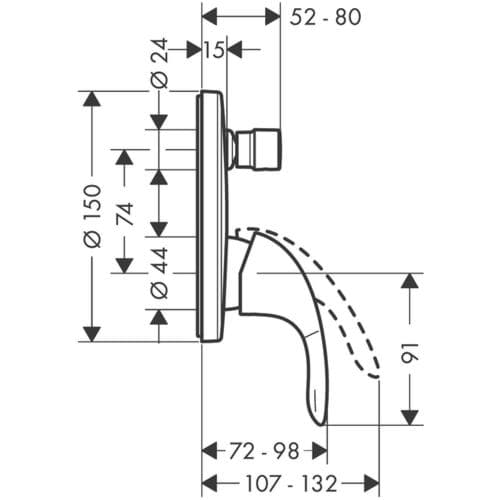 Зображення з  HANSGROHE FOCUS E Single lever bath mixer for concealed installation 31744000 chrom