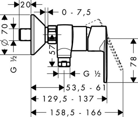 Зображення з  HANSGROHE Talis E2 Single lever shower mixer for exposed installation 31662000 chrome