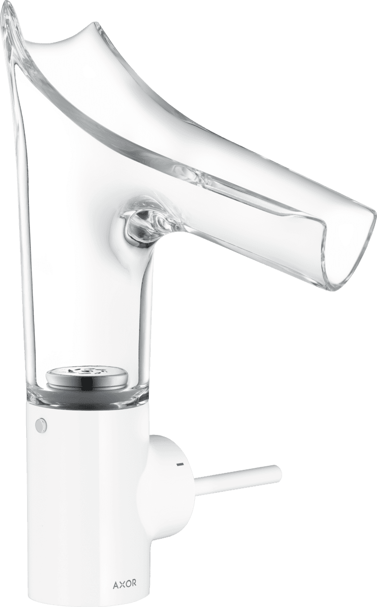Зображення з  HANSGROHE AXOR Starck V Single lever basin mixer 140 with glass spout and waste set White 12112450