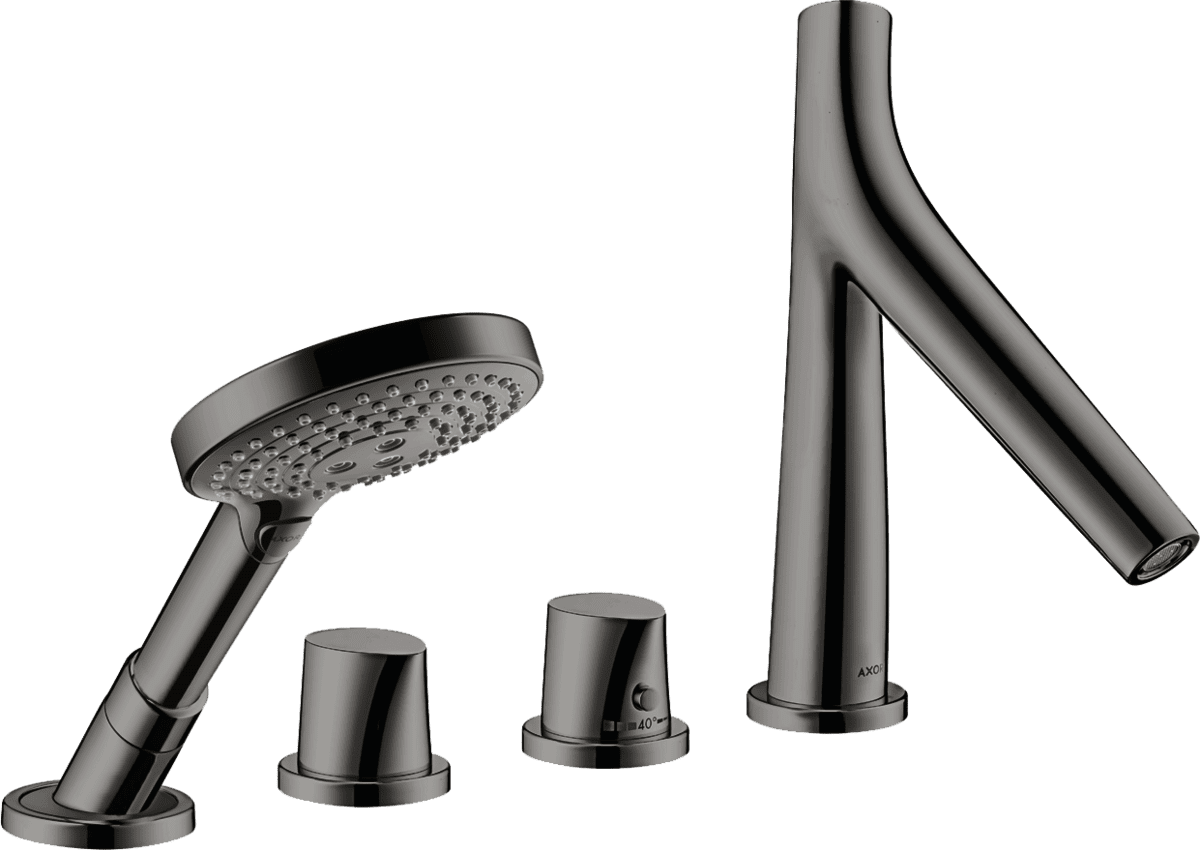 HANSGROHE AXOR Starck Organic 4-Loch Fliesenrandarmatur mit Thermostat #12426330 - Polished Black Chrome