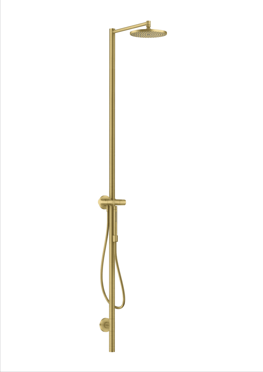 Picture of HANSGROHE AXOR Starck Nature shower column with overhead shower 240 1jet #12670950 - Brushed Brass