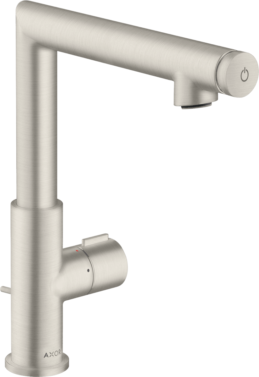 HANSGROHE AXOR Uno Waschtischmischer Select 220 mit Zugstangen-Ablaufgarnitur #45016800 - Edelstahl Optic