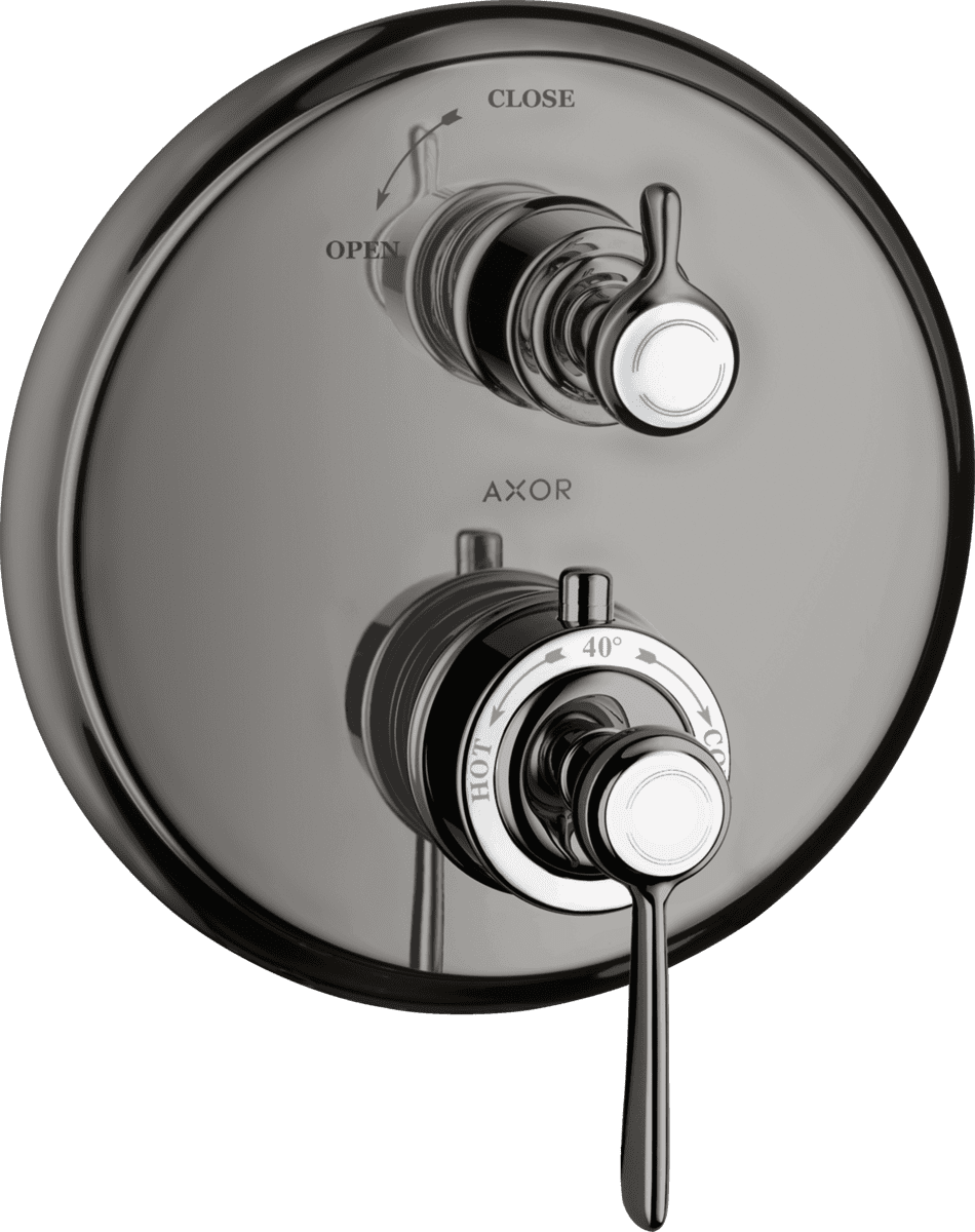 HANSGROHE AXOR Montreux Thermostat Unterputz mit Hebelgriff und Absperrventil #16801330 - Polished Black Chrome