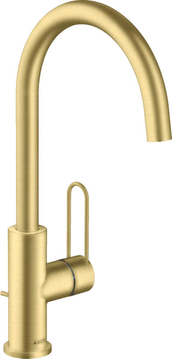 HANSGROHE AXOR Uno Einhebel-Waschtischmischer 240 mit Bügelgriff und Zugstangen-Ablaufgarnitur #38036950 - Brushed Brass