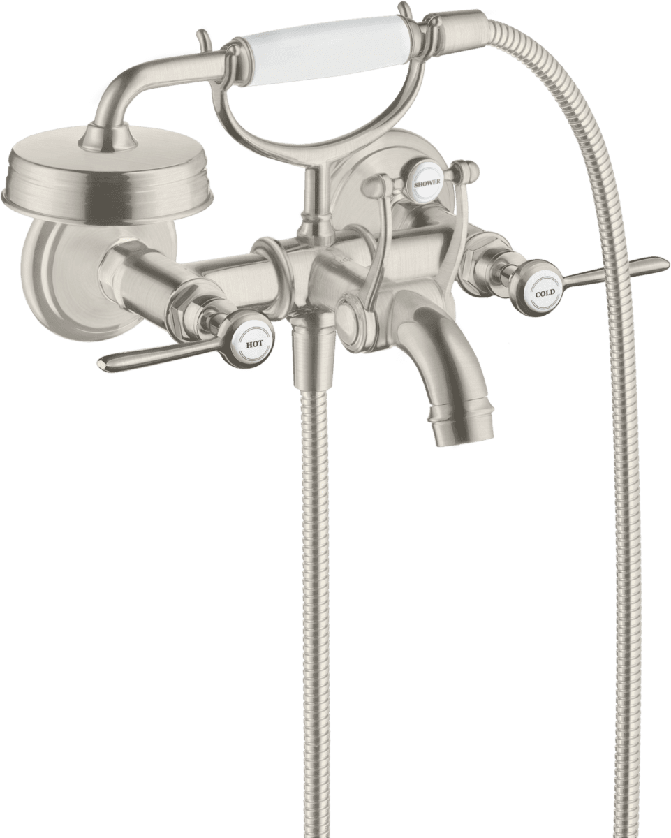 HANSGROHE AXOR Montreux 2-Griff Wannenarmatur Aufputz mit Hebelgriffen #16551800 - Edelstahl Optic