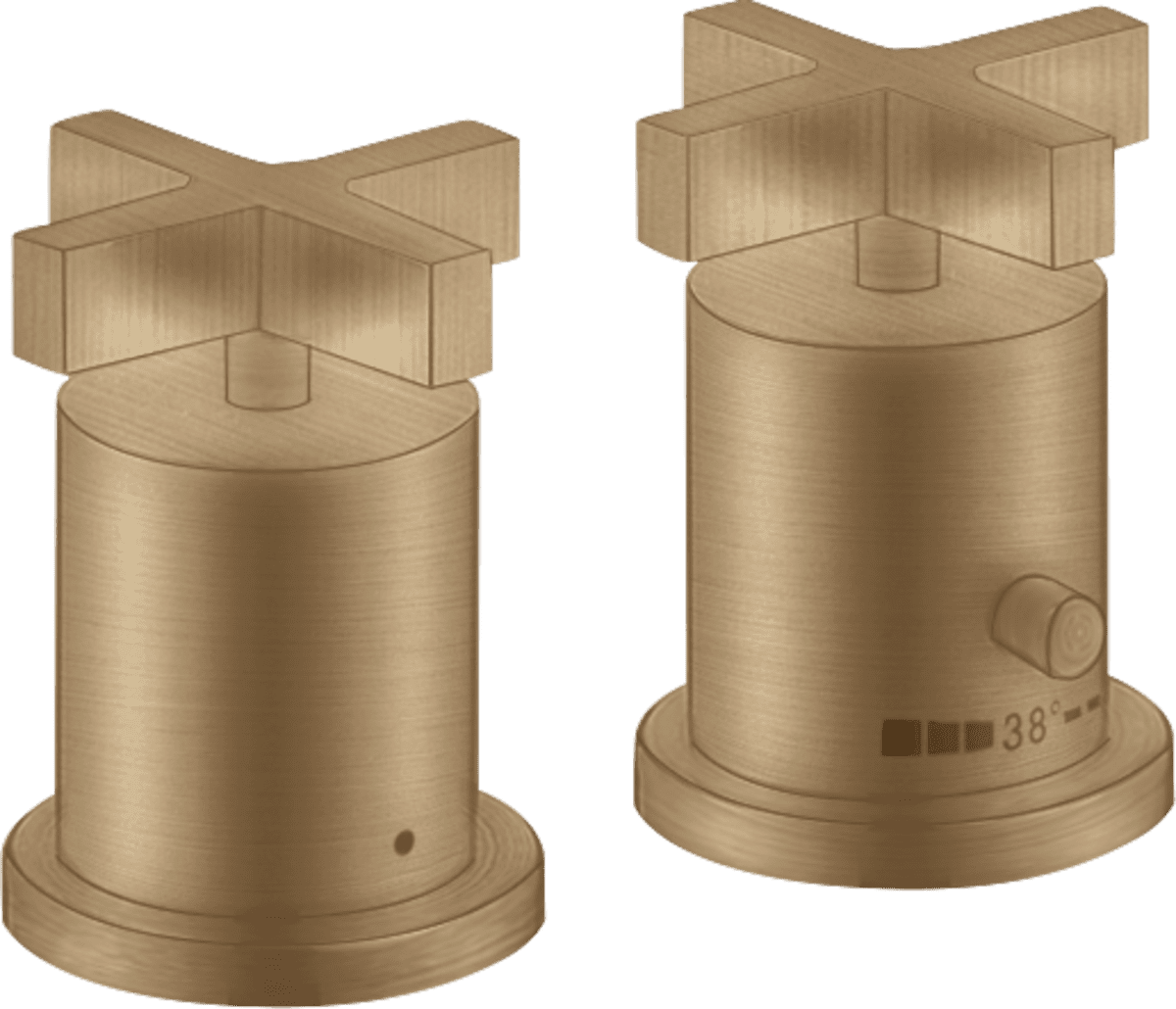 HANSGROHE AXOR Citterio 2-Loch Wannenrandarmatur mit Thermostat und Kreuzgriffen #39480140 - Brushed Bronze