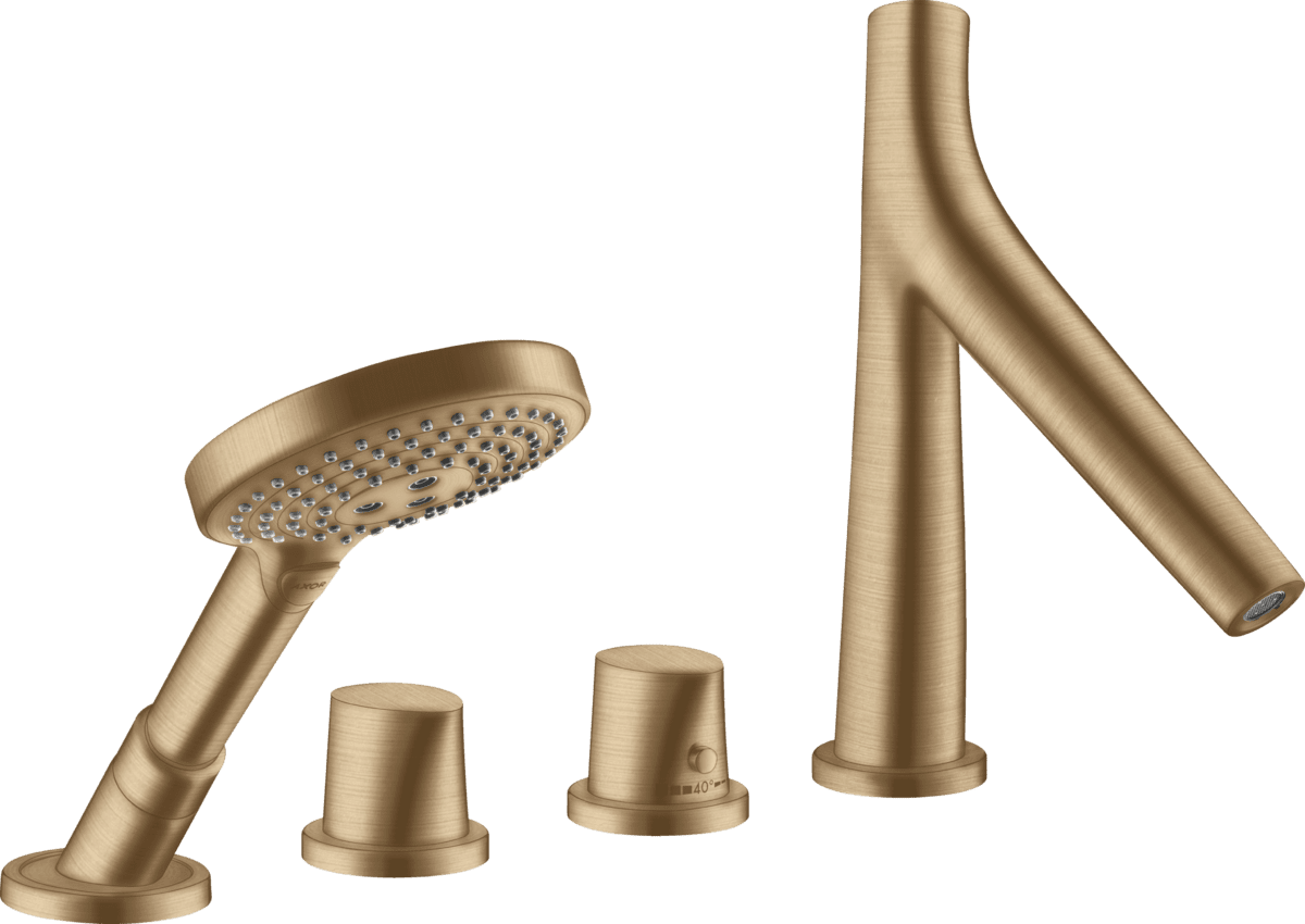 HANSGROHE AXOR Starck Organic 4-Loch Wannenrandarmatur mit Thermostat #12425140 - Brushed Bronze