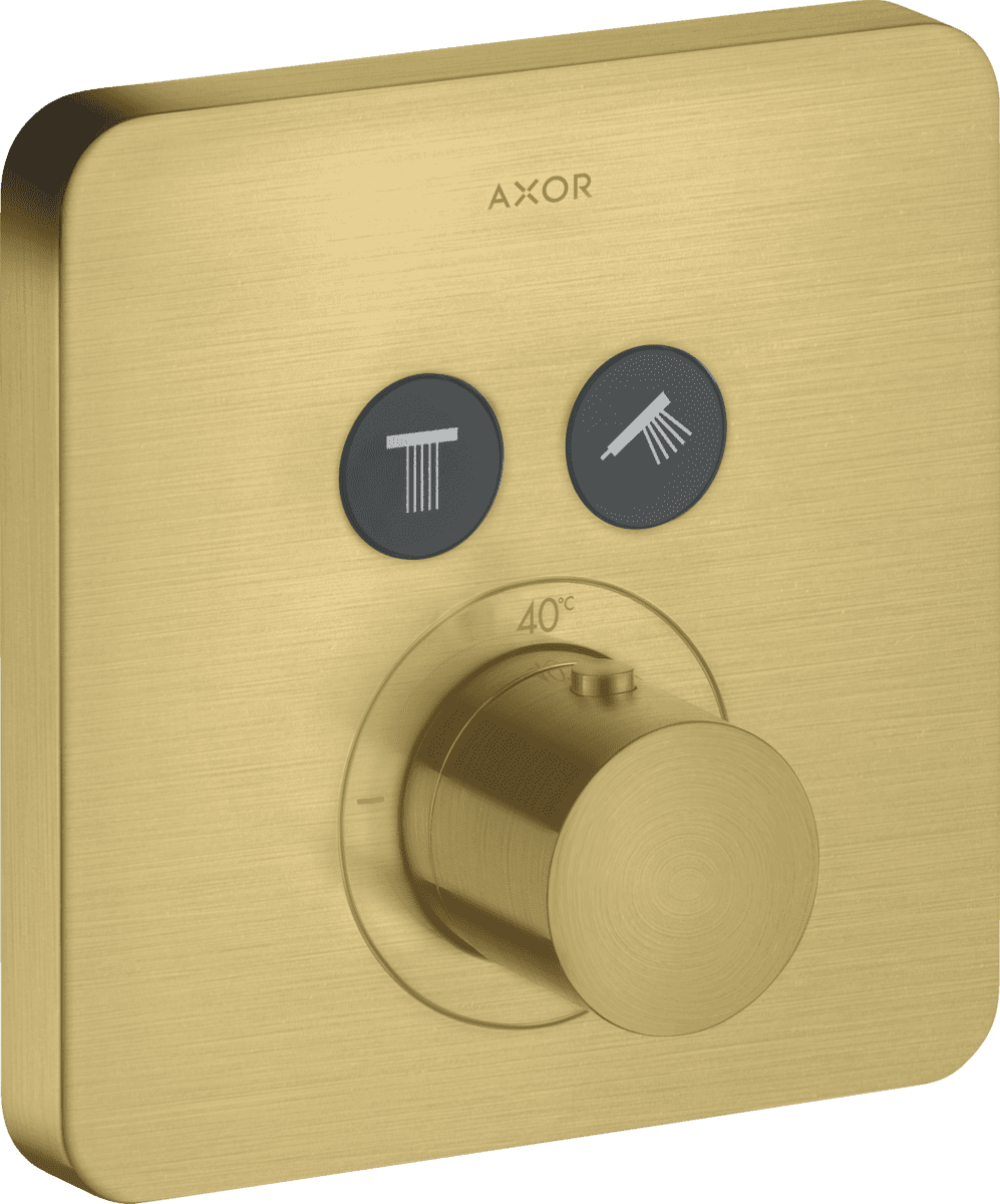 Picture of HANSGROHE AXOR ShowerSolutions Thermostat for concealed installation softsquare for 2 functions #36707950 - Brushed Brass