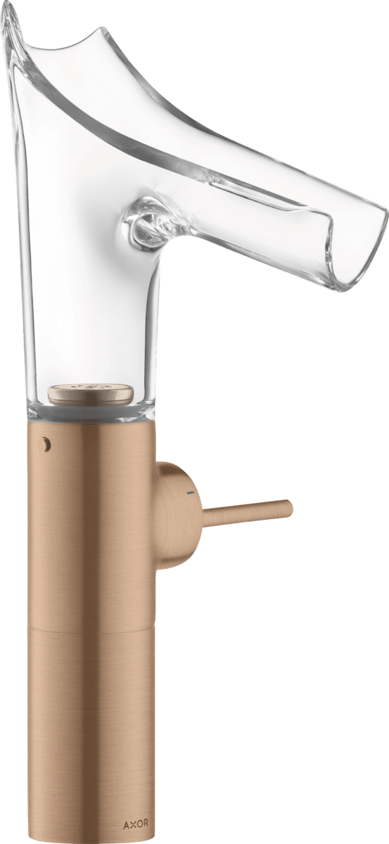 HANSGROHE AXOR Starck V Einhebel-Waschtischmischer 220 mit Glasauslauf für Aufsatzwaschtische mit Ablaufgarnitur #12114310 - Brushed Red Gold