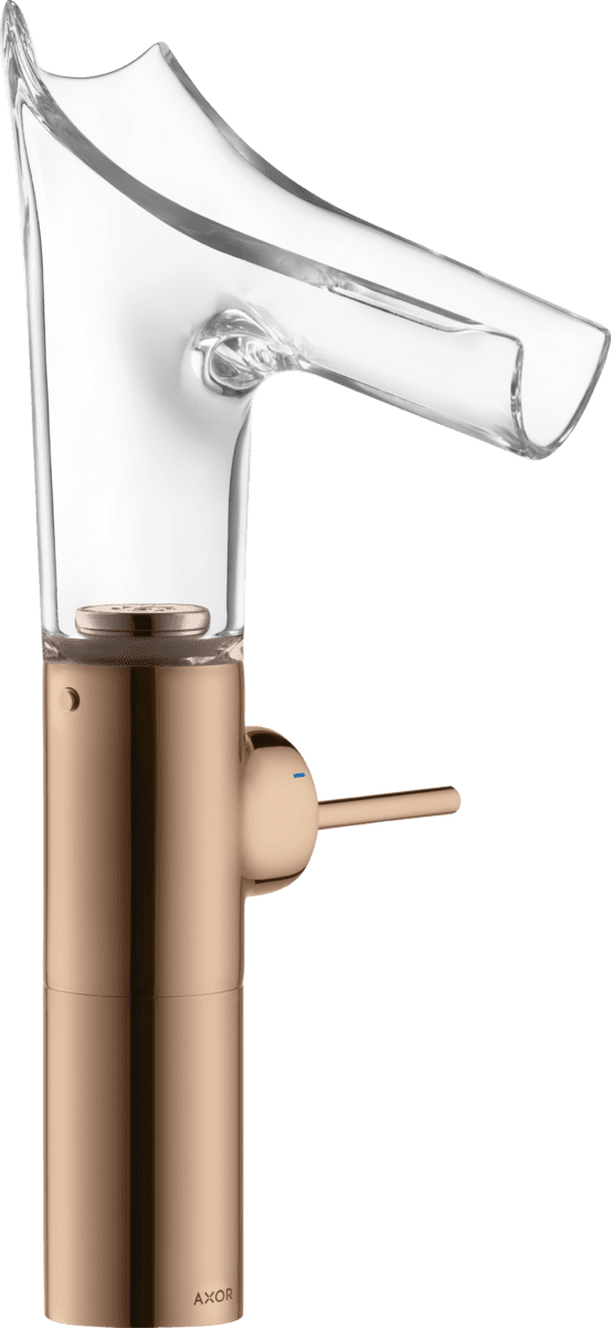 HANSGROHE AXOR Starck V Einhebel-Waschtischmischer 220 mit Glasauslauf für Aufsatzwaschtische mit Ablaufgarnitur #12114300 - Polished Red Gold