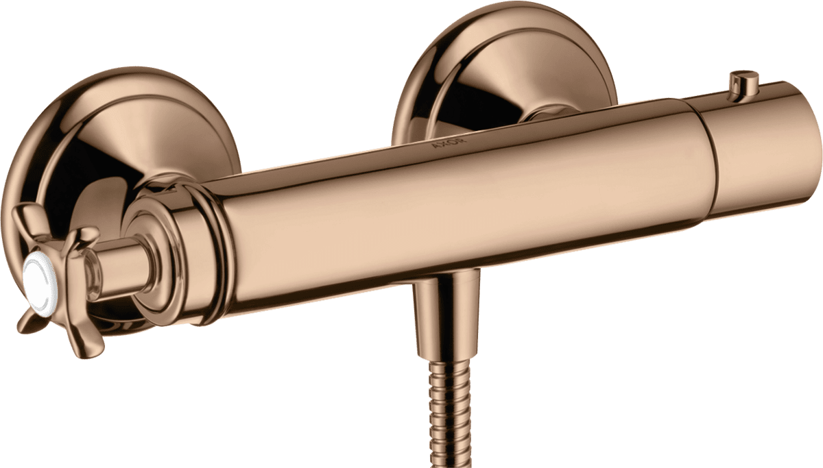 HANSGROHE AXOR Montreux Brausethermostat Aufputz mit Kreuzgriff #16261300 - Polished Red Gold