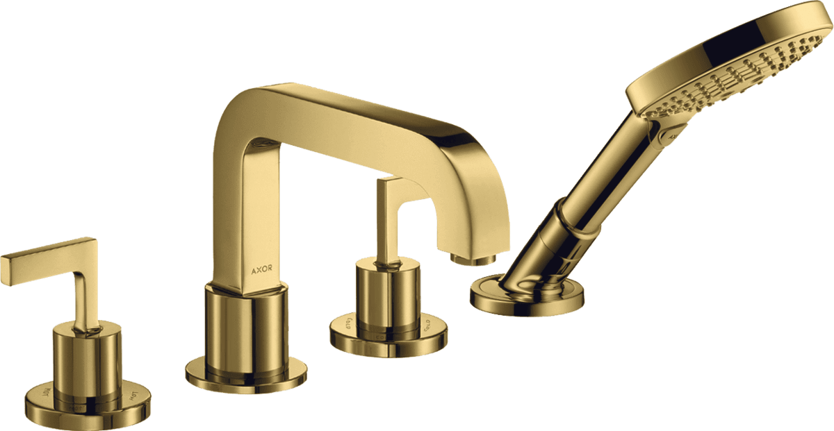 HANSGROHE AXOR Citterio 4-Loch Wannenrandarmatur mit Hebelgriffen #39446990 - Polished Gold Optic