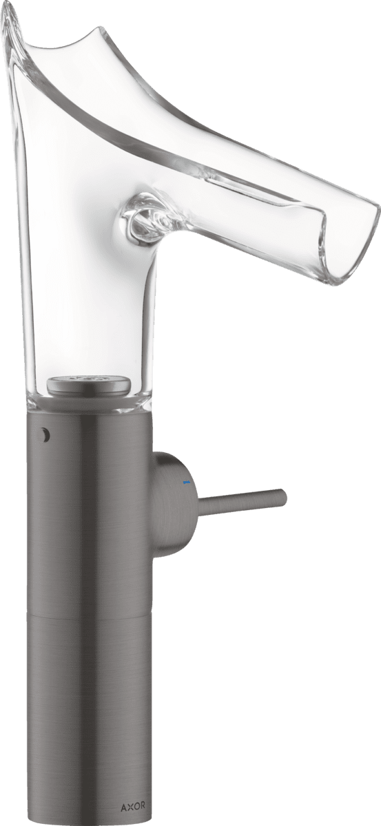 HANSGROHE AXOR Starck V Einhebel-Waschtischmischer 220 mit Glasauslauf für Aufsatzwaschtische mit Ablaufgarnitur #12114340 - Brushed Black Chrome