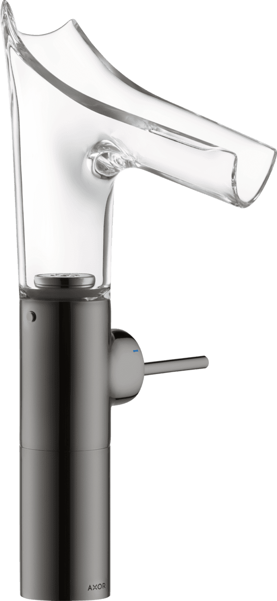 HANSGROHE AXOR Starck V Einhebel-Waschtischmischer 220 mit Glasauslauf für Aufsatzwaschtische mit Ablaufgarnitur #12114330 - Polished Black Chrome