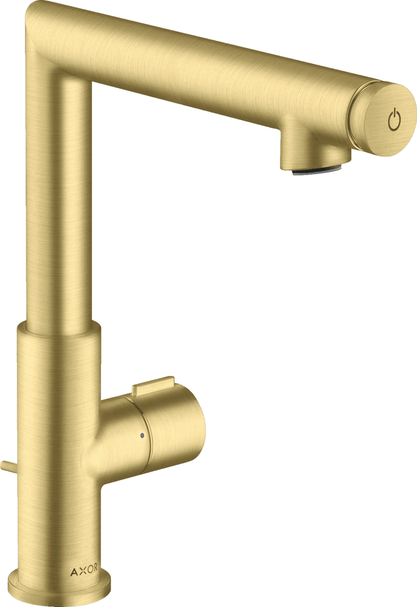 HANSGROHE AXOR Uno Waschtischmischer Select 220 mit Zugstangen-Ablaufgarnitur #45016950 - Brushed Brass