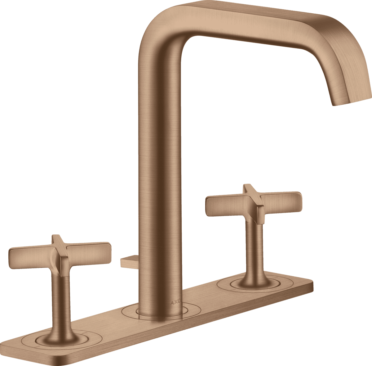 Зображення з  HANSGROHE AXOR Citterio E 3-hole basin mixer 170 with plate and pop-up waste set #36116310 - Brushed Red Gold