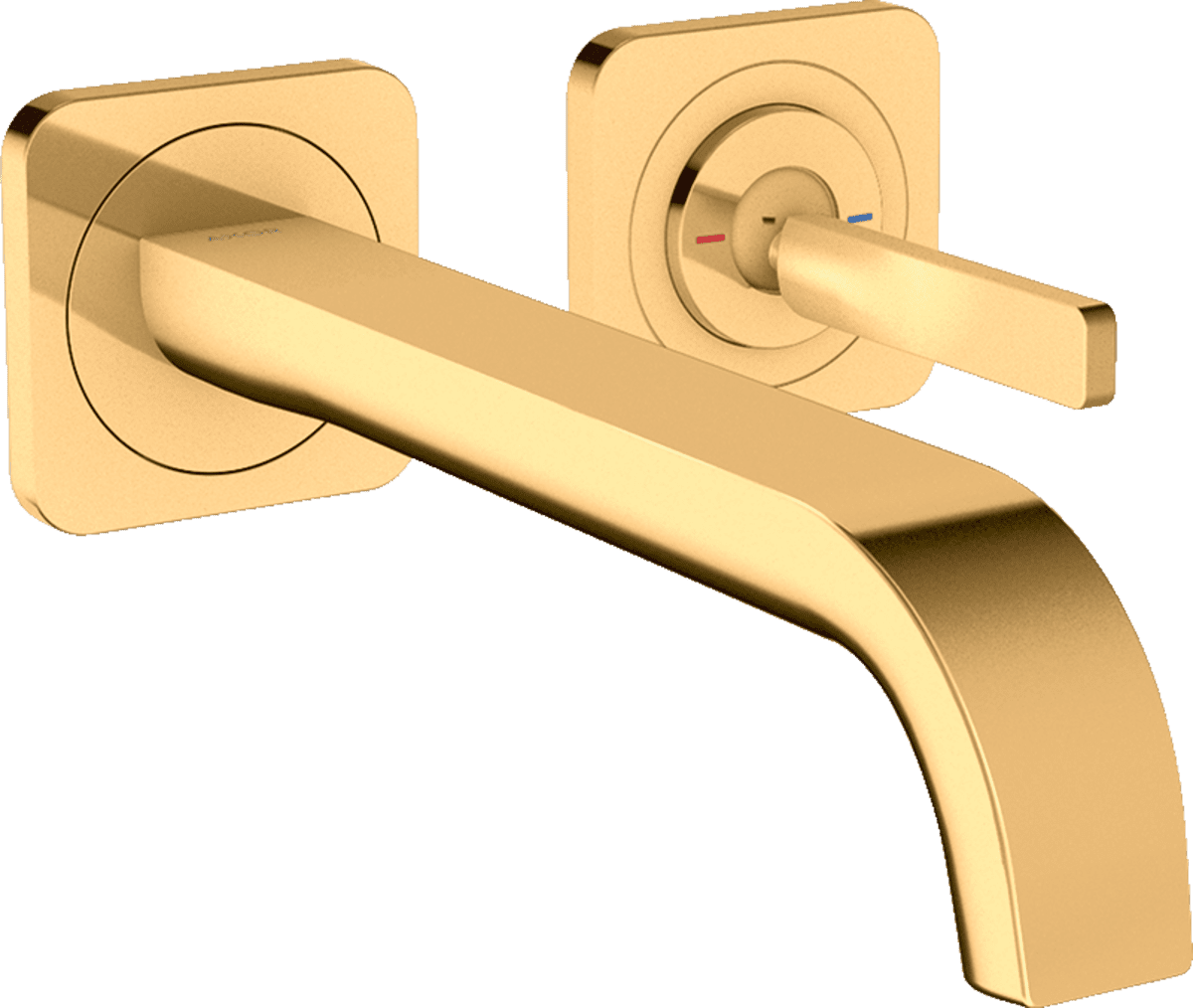 Picture of HANSGROHE AXOR Citterio E Single lever basin mixer for concealed installation wall-mounted with pin handle, spout 221 mm and escutcheons #36106990 - Polished Gold Optic