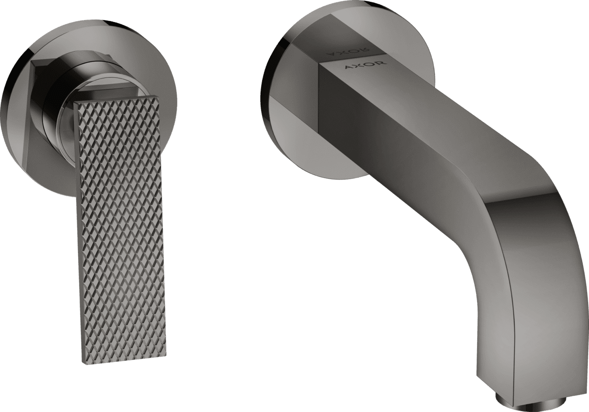 HANSGROHE AXOR Citterio Einhebel-Waschtischmischer Unterputz für Wandmontage mit Hebelgriff, Auslauf 220 mm und Rosetten - Rautenschliff #39181330 - Polished Black Chrome