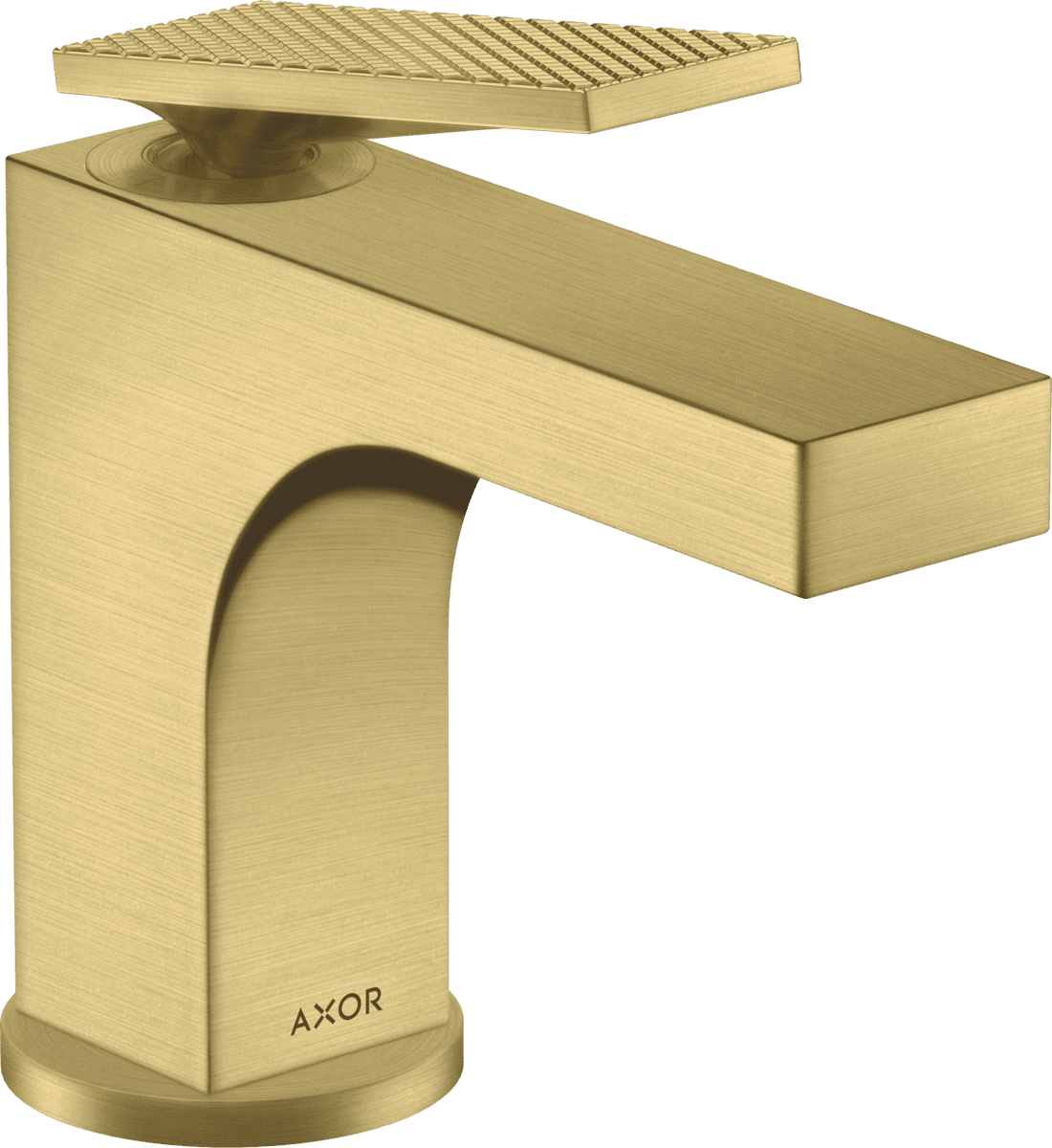 HANSGROHE AXOR Citterio Einhebel-Waschtischmischer 90 mit Hebelgriff für Handwaschbecken mit Zugstangen-Ablaufgarnitur - Rautenschliff #39001950 - Brushed Brass