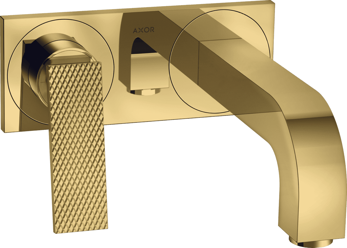 εικόνα του HANSGROHE AXOR Citterio Single lever basin mixer for concealed installation wall-mounted with lever handle, spout 220 mm and plate - rhombic cut #39171990 - Polished Gold Optic
