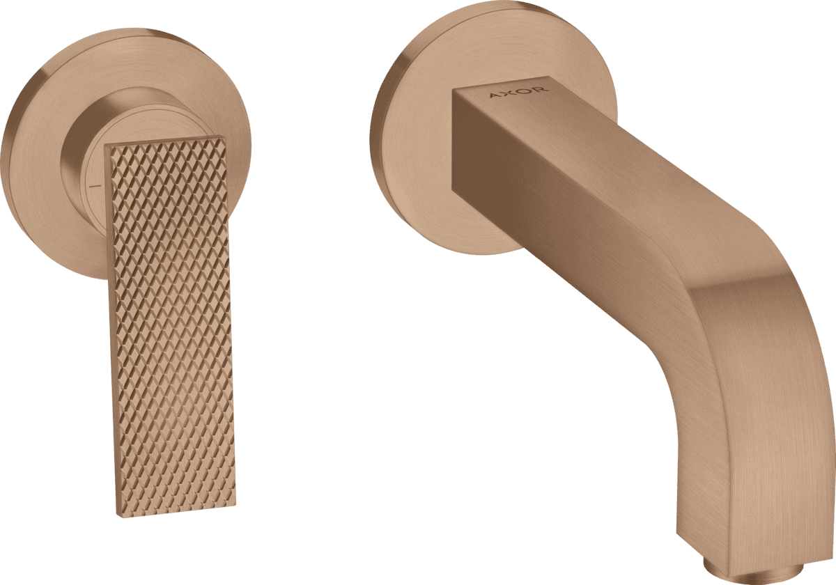 HANSGROHE AXOR Citterio Einhebel-Waschtischmischer Unterputz für Wandmontage mit Hebelgriff, Auslauf 220 mm und Rosetten - Rautenschliff #39181310 - Brushed Red Gold