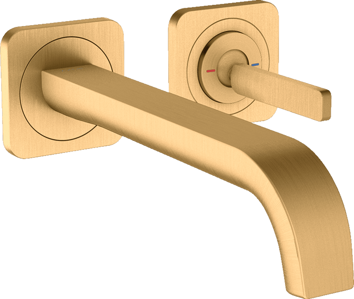 Зображення з  HANSGROHE AXOR Citterio E Single lever basin mixer for concealed installation wall-mounted with pin handle, spout 221 mm and escutcheons #36106950 - Brushed Brass