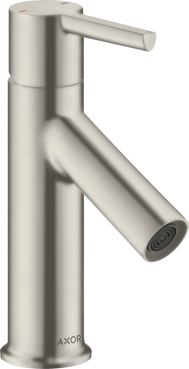 HANSGROHE AXOR Starck Einhebel-Waschtischmischer 80 mit Hebelgriff für Handwaschbecken mit Zugstangen-Ablaufgarnitur #10102800 - Edelstahl Optic