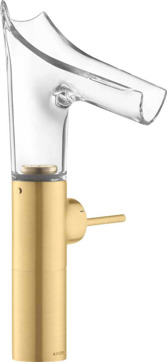 HANSGROHE AXOR Starck V Einhebel-Waschtischmischer 220 mit Glasauslauf für Aufsatzwaschtische mit Ablaufgarnitur #12114250 - Brushed Gold Optic