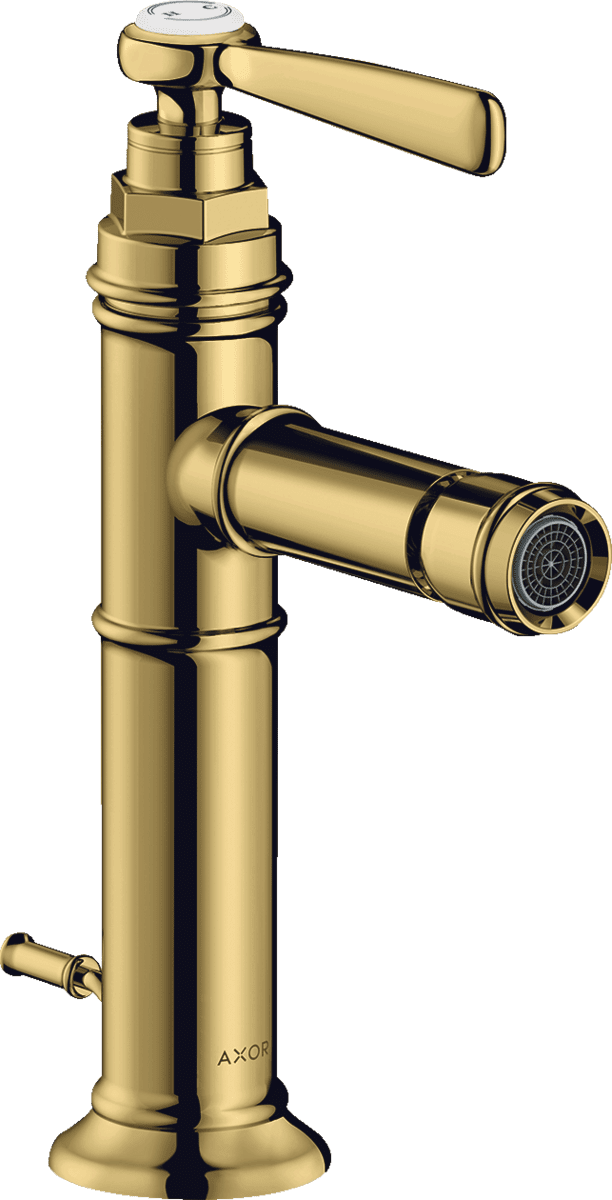 HANSGROHE AXOR Montreux Einhebel-Bidetmischer mit Hebelgriff und Zugstangen-Ablaufgarnitur #16526990 - Polished Gold Optic