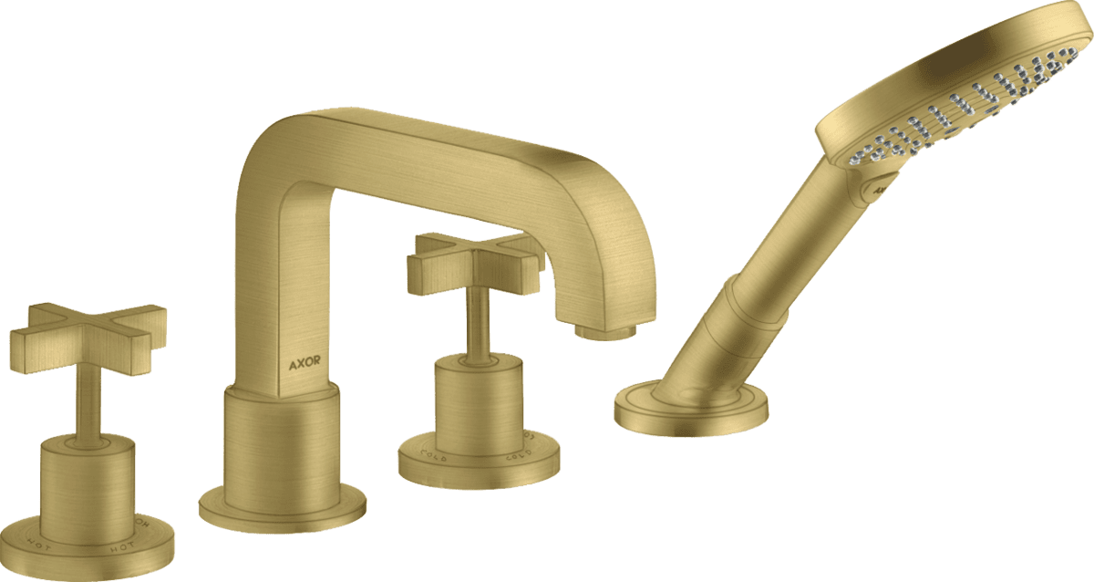 HANSGROHE AXOR Citterio 4-Loch Wannenrandarmatur mit Kreuzgriffen #39445950 - Brushed Brass