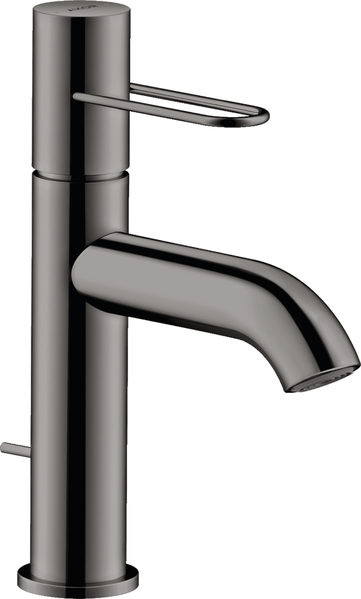 HANSGROHE AXOR Uno Einhebel-Waschtischmischer 100 mit Bügelgriff und Zugstangen-Ablaufgarnitur #38023330 - Polished Black Chrome